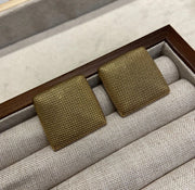 Golden Texture Square Earrings